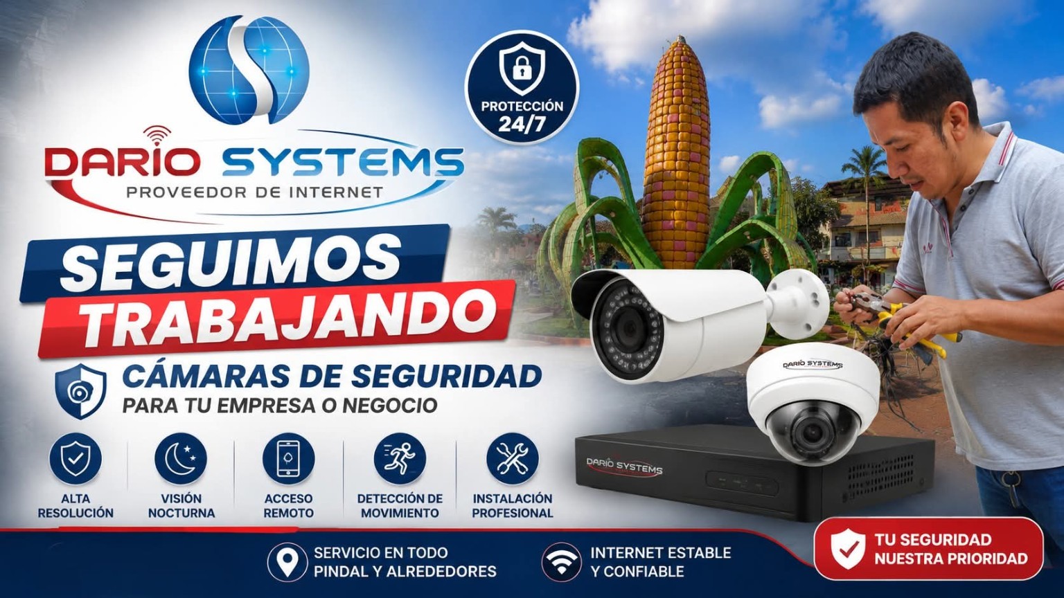 Servicio de cámaras de seguridad para empresas y negocios en Pindal