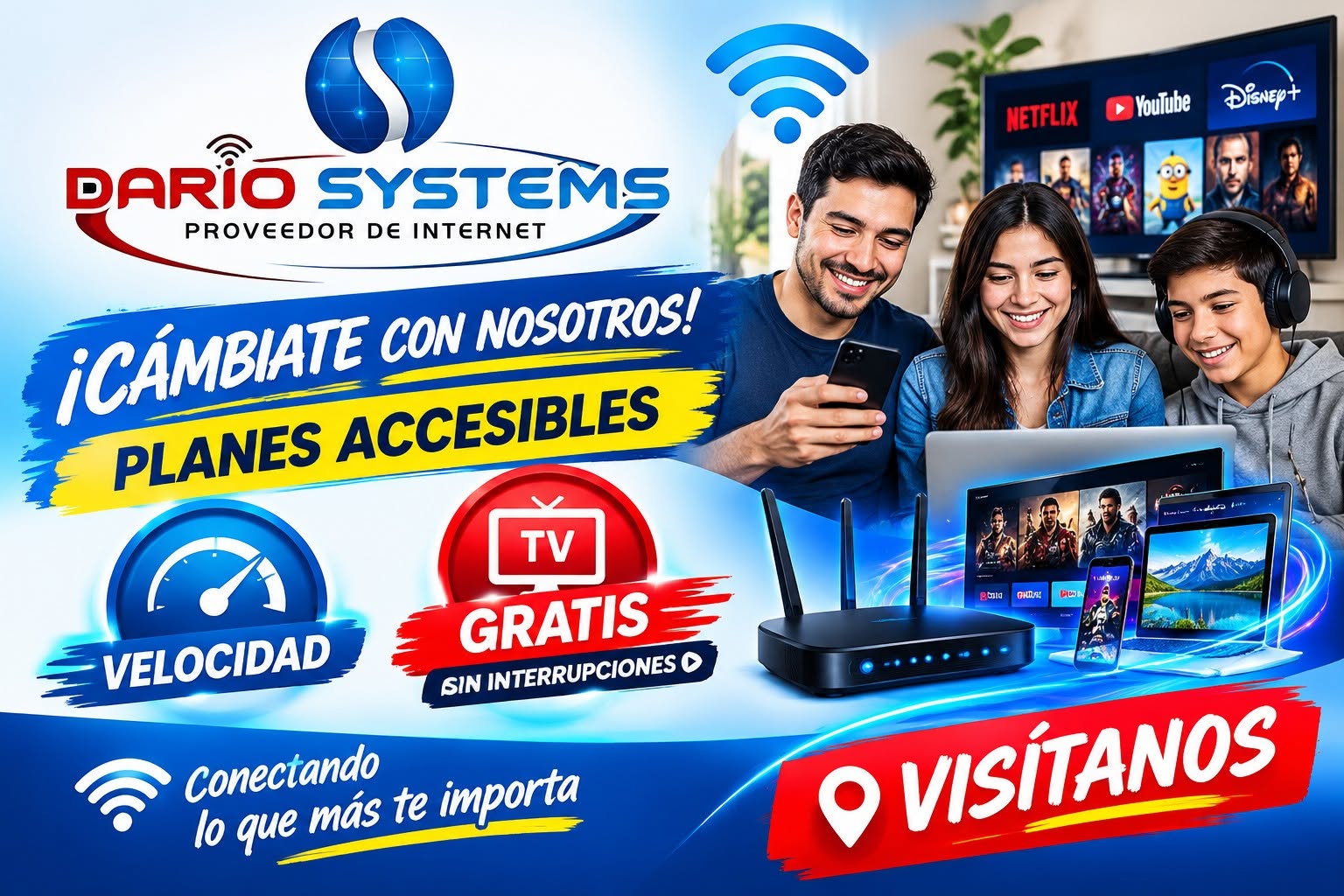 Promoción de internet y TV de DARIO’S SYSTEMS para familias